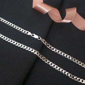 Rhodium Curb Chain, High Quality Maimi Cuban Link Curb Necklace, Waterproof
